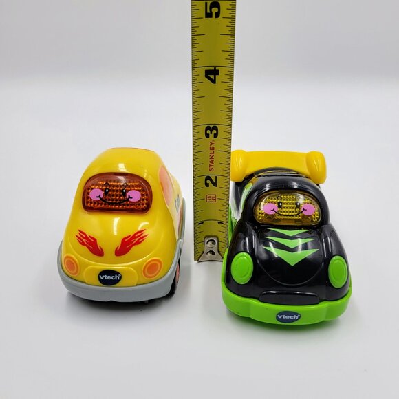Vtech Go! Go! Smart Wheels Vehicles Lot Of 2 Yellow Car Black Race Car Tested - Picture 10 of 11